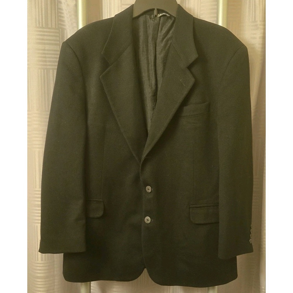 S&K Famous Brands Italian Cashmere‎ Black Sport Coat Jacket 42 Short